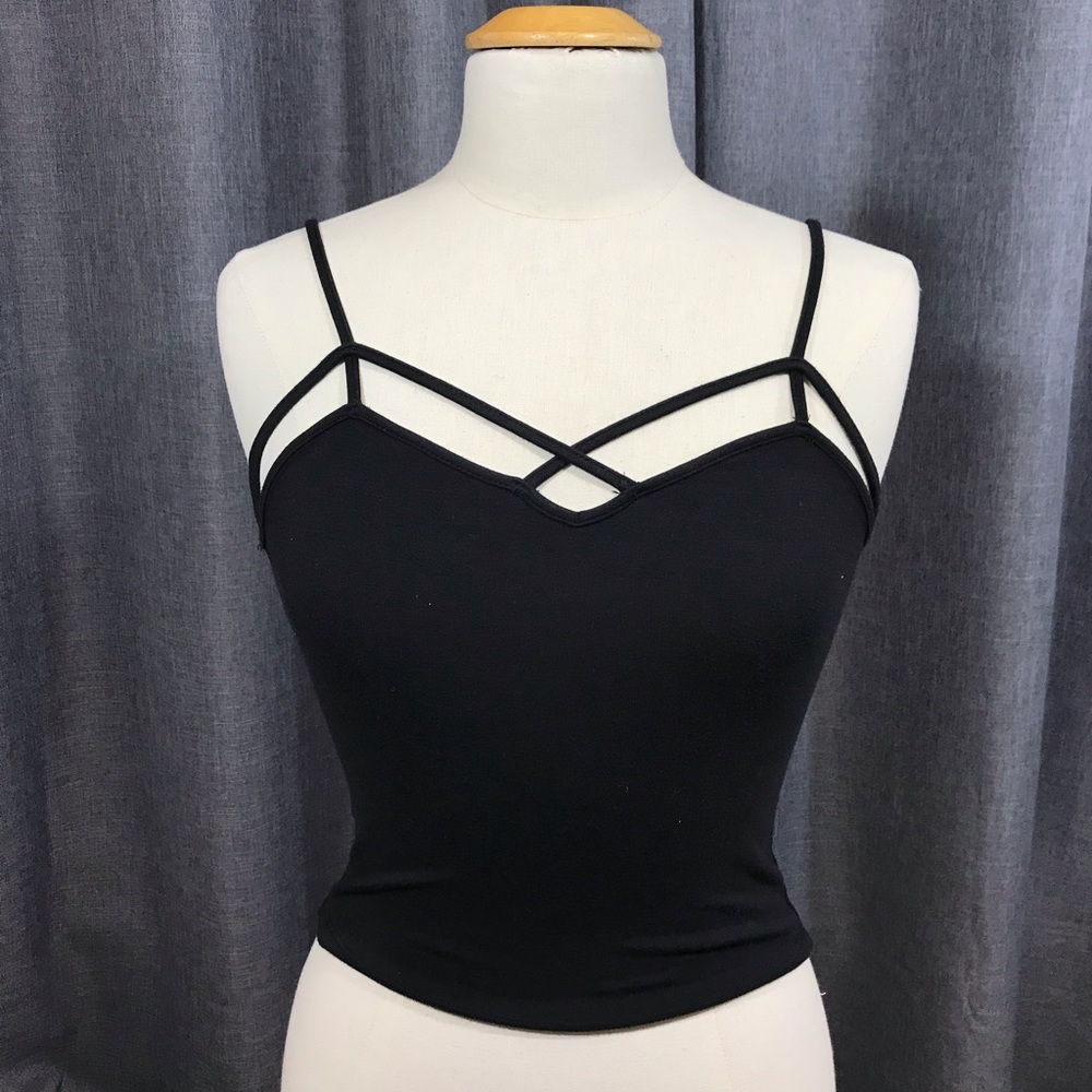Brandy Melville Black Strappy Crop Top